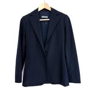 JIL SANDER black virgin wool 3 button slim tailored luxury paneled suit blazer